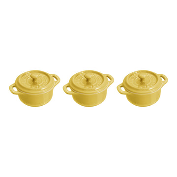 Staub Stoneware 3-pc Mini Round Cocotte Set (.25-qt) - Citron
