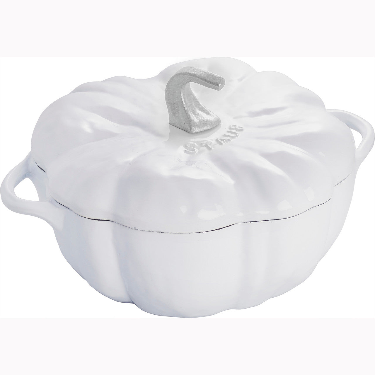 Staub Cast Iron 3.5-qt Pumpkin Cocotte - White w/ Stainless Stem