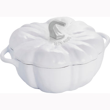 Staub Cast Iron 3.5-qt Pumpkin Cocotte - White w/ Stainless Stem