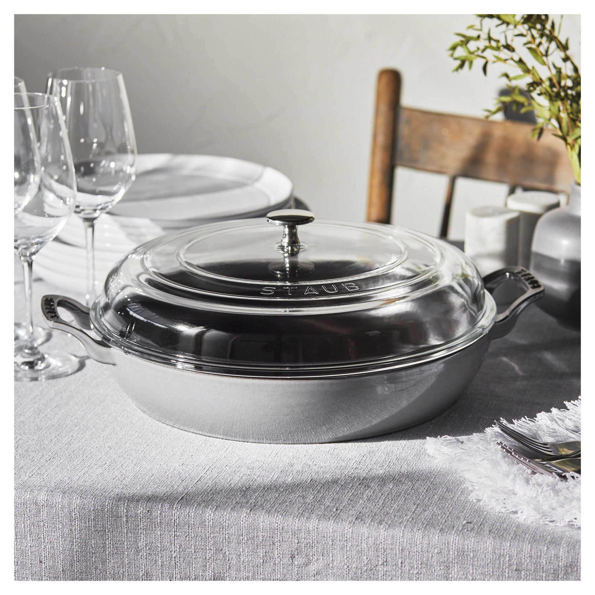 Staub Cast Iron 3.5-qt Braiser with Glass Lid - Graphite Grey