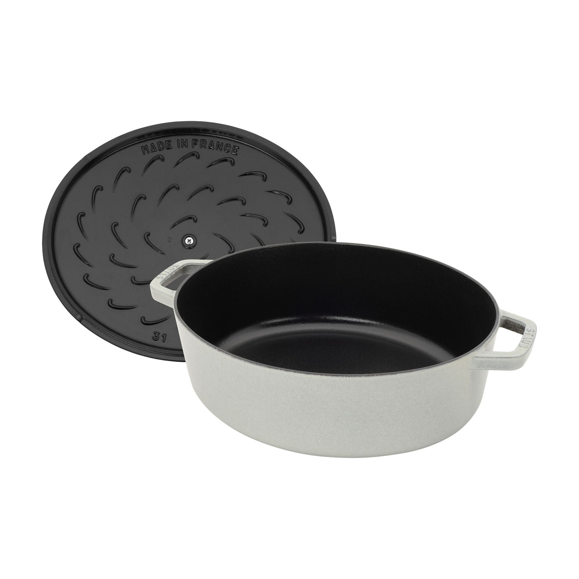 Staub Cast Iron 6.25-qt Wide Oval Dutch Oven- White Truffle