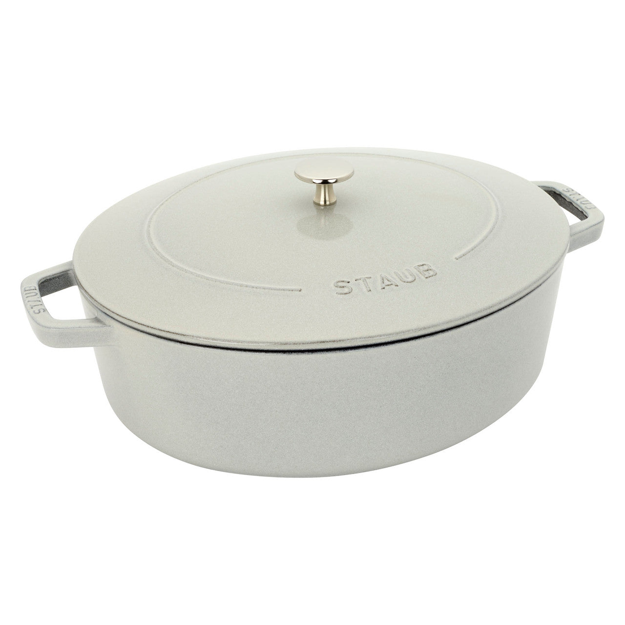 Staub Cast Iron 6.25-qt Wide Oval Dutch Oven- White Truffle