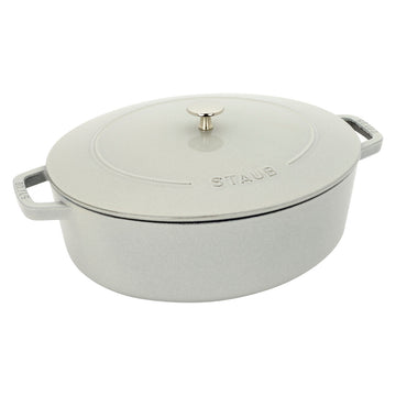 Staub Cast Iron 6.25-qt Wide Oval Dutch Oven- White Truffle