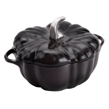 Staub Cast Iron 3.5-qt Pumpkin Dutch Oven - Black w/ Stainless Stem