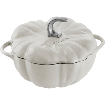 Staub Cast Iron 3.5-qt Pumpkin Cocotte - White Truffle w/ Stainless Stem