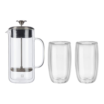 ZWILLING Sorrento Plus 3-pc Latte Set French Press, 27oz. and Latte Glass, 11.8oz.