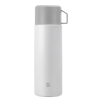 ZWILLING Thermo Bev Bottle w/ Lid/Cup, 33.8 oz/1L - Silver-White