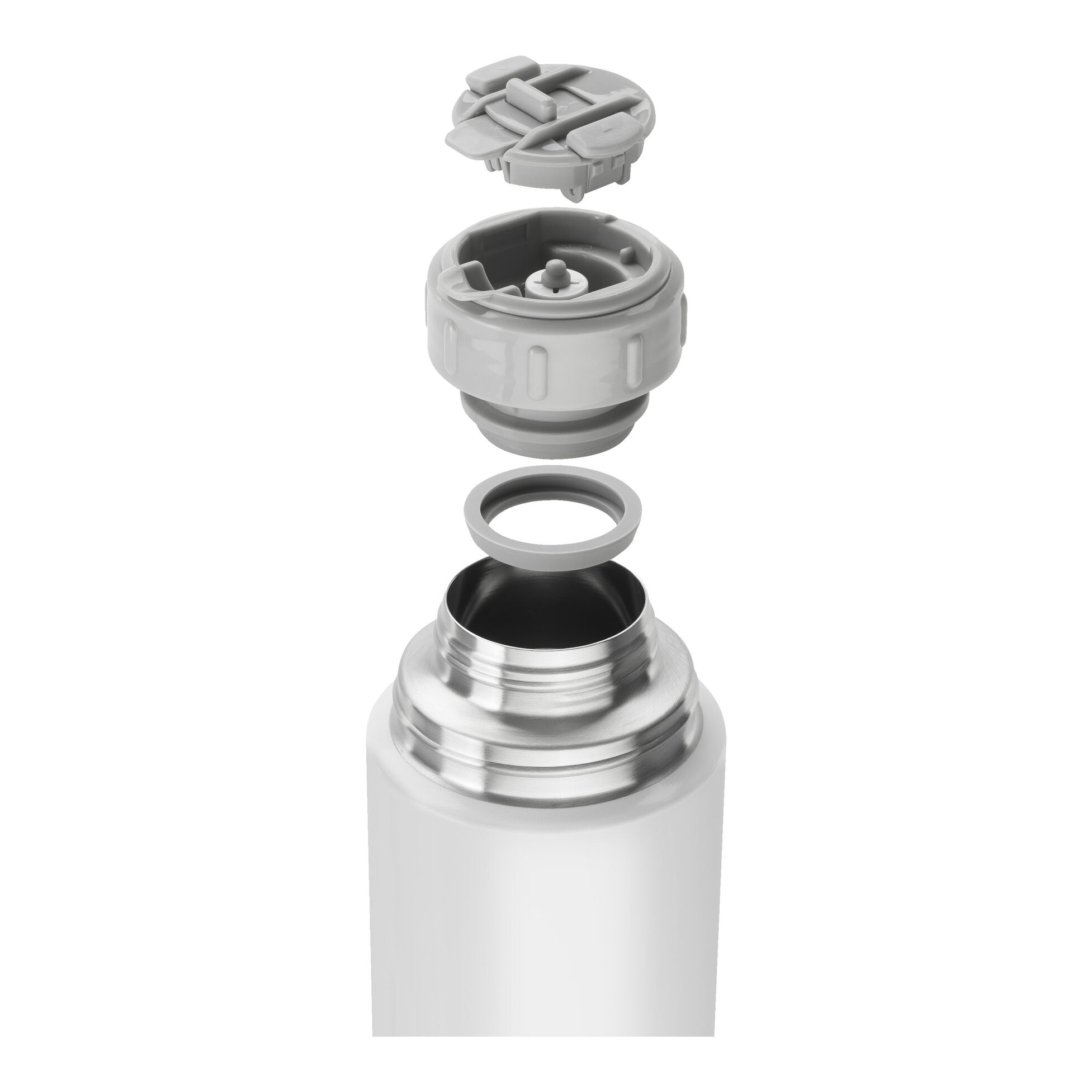 ZWILLING Thermo Bev Bottle w/ Lid/Cup, 33.8 oz/1L - Silver-White