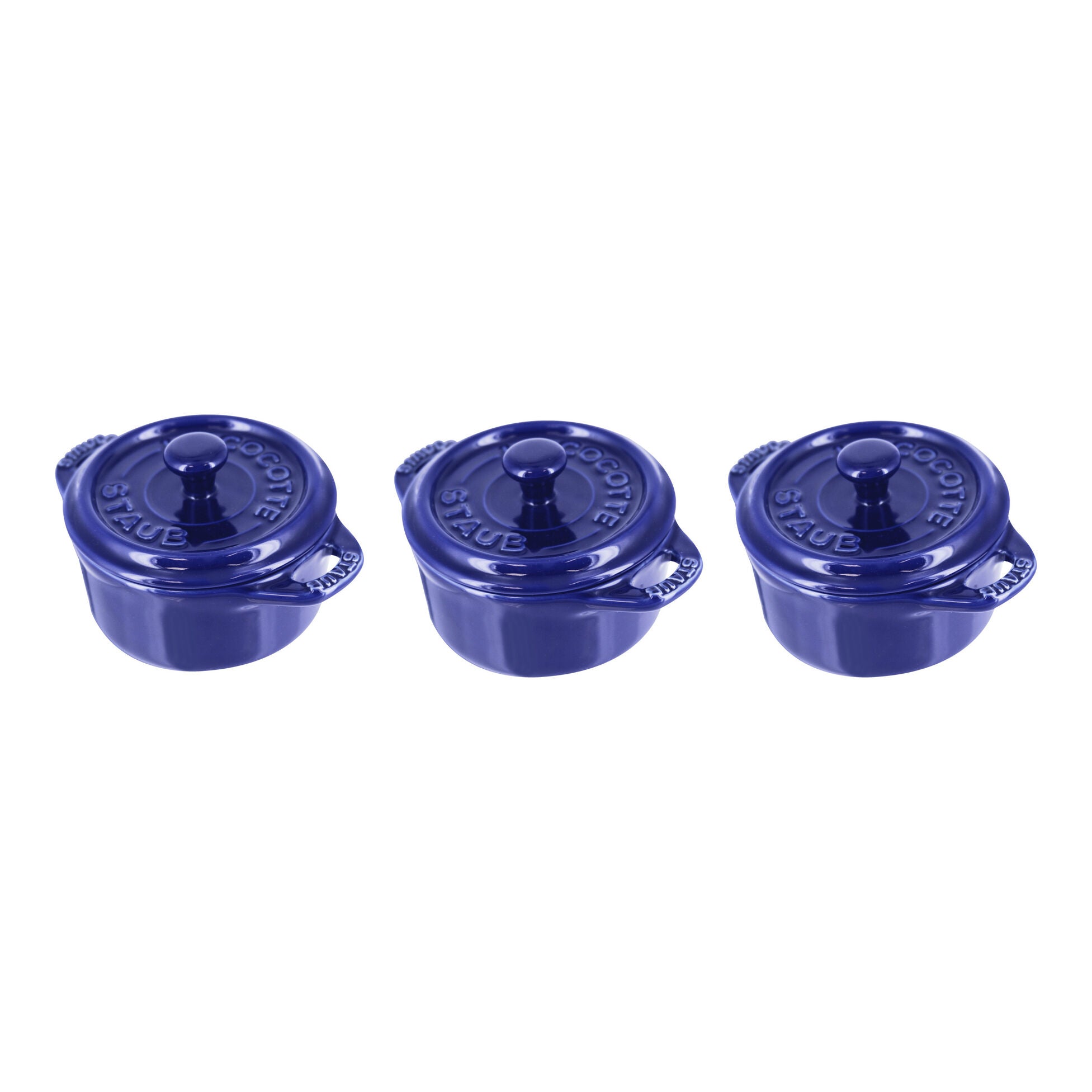 Staub Stoneware 3-pc Mini Round Cocotte Set - Dark Blue