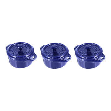 Staub Stoneware 3-pc Mini Round Cocotte Set - Dark Blue