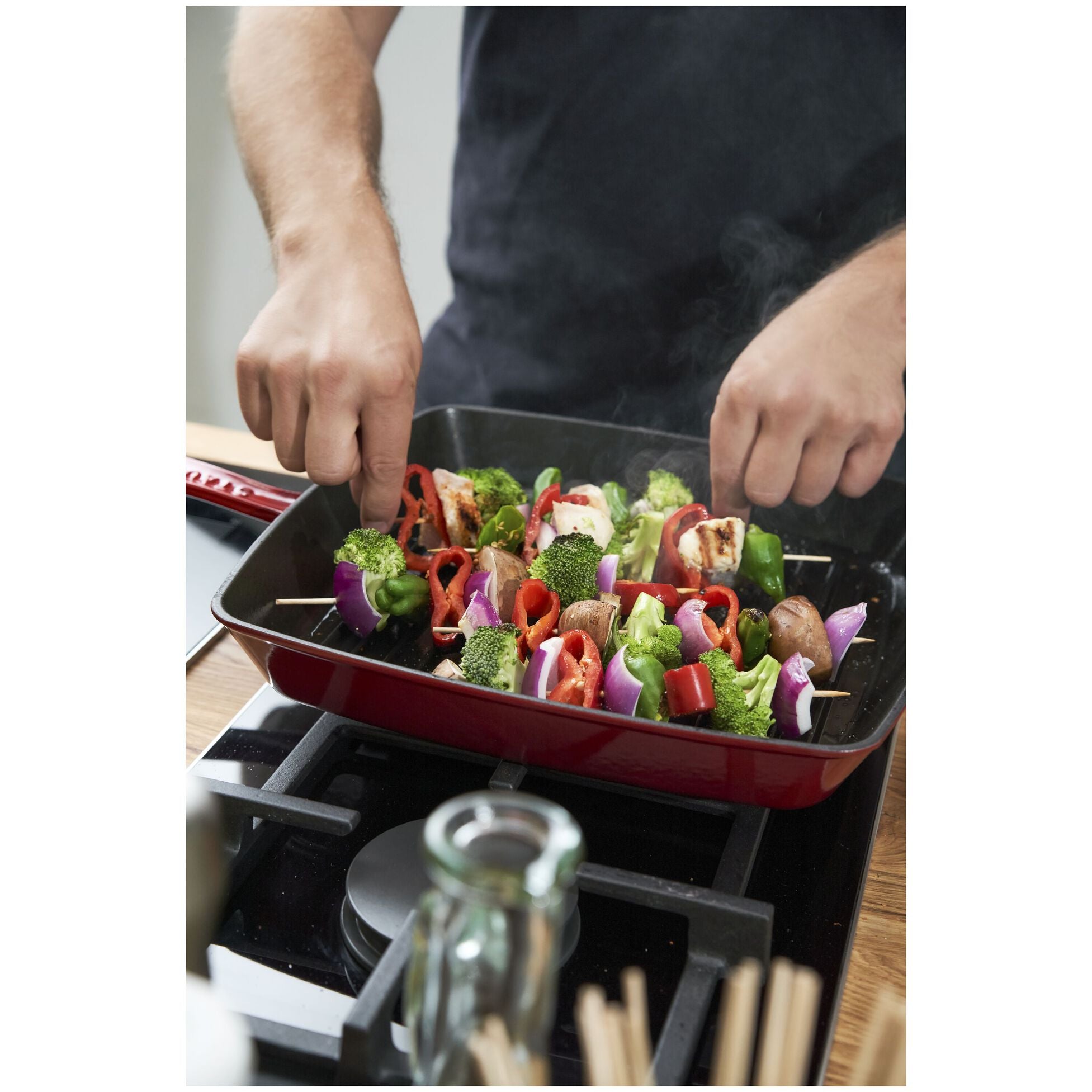 Staub Cast Iron 12-inch Square Grill Pan - Cherry