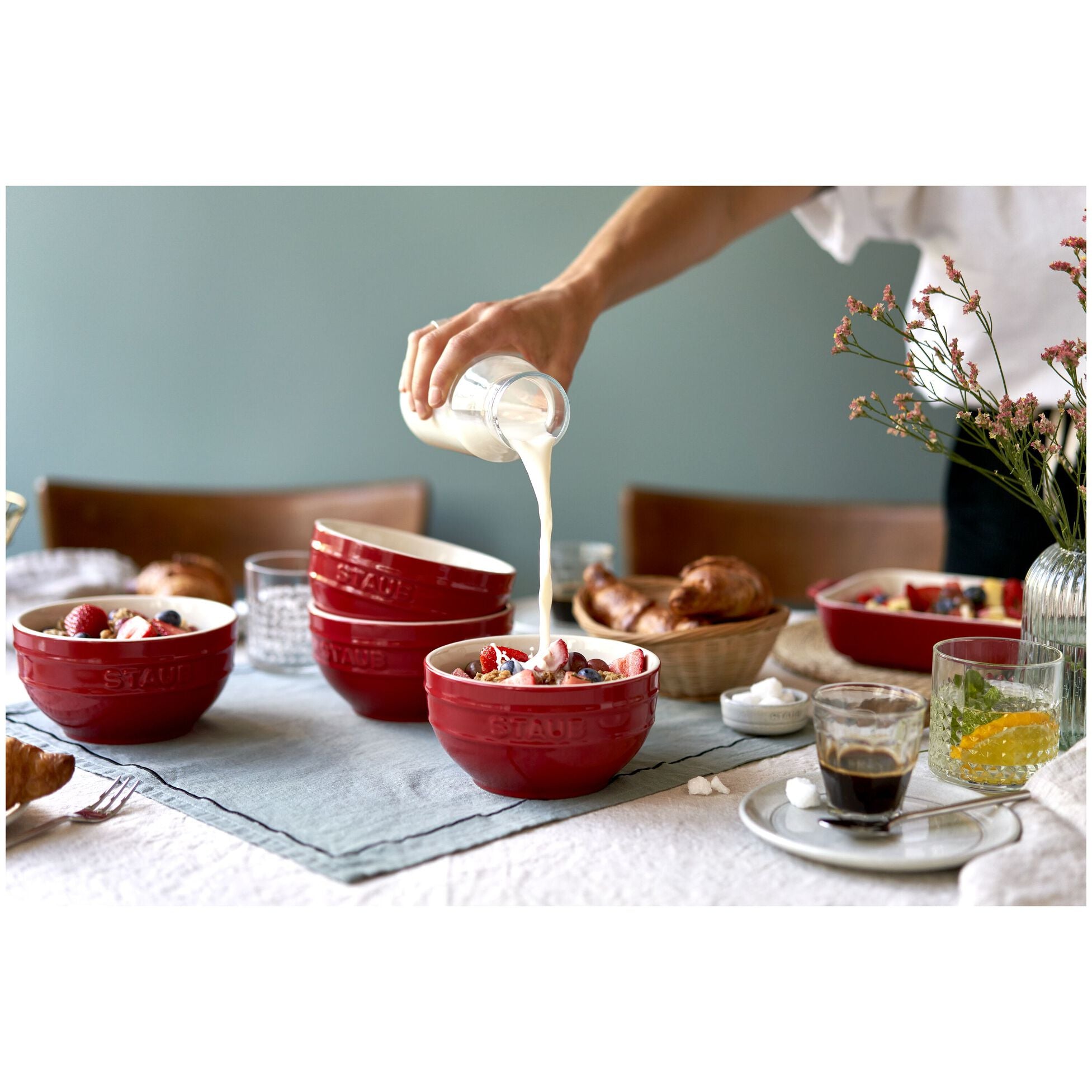 Staub Stoneware 2-pc Large Universal Bowl Set (6.5-inch/1.25-qt) - Cherry
