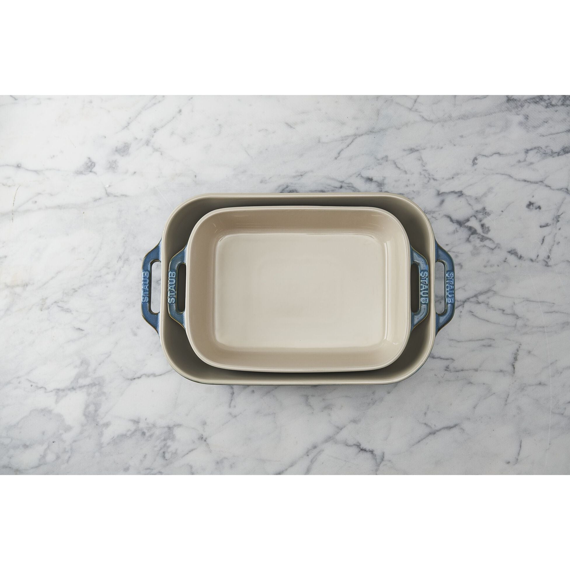 Staub Stoneware 2-pc Rectangular Baking Dish Set - Rustic Turquoise