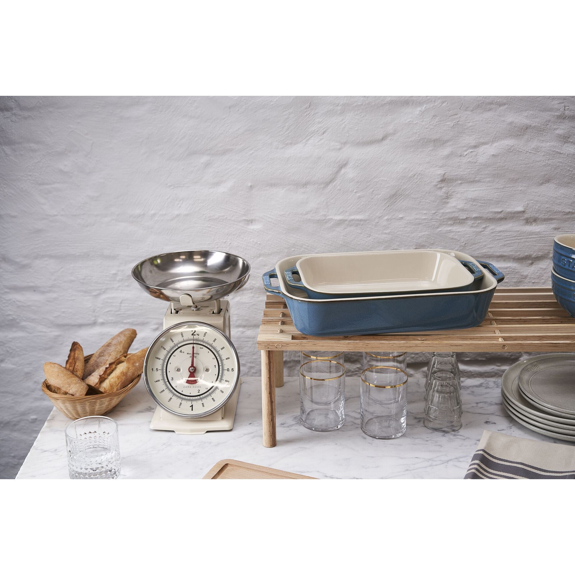 Staub Stoneware 2-pc Rectangular Baking Dish Set - Rustic Turquoise