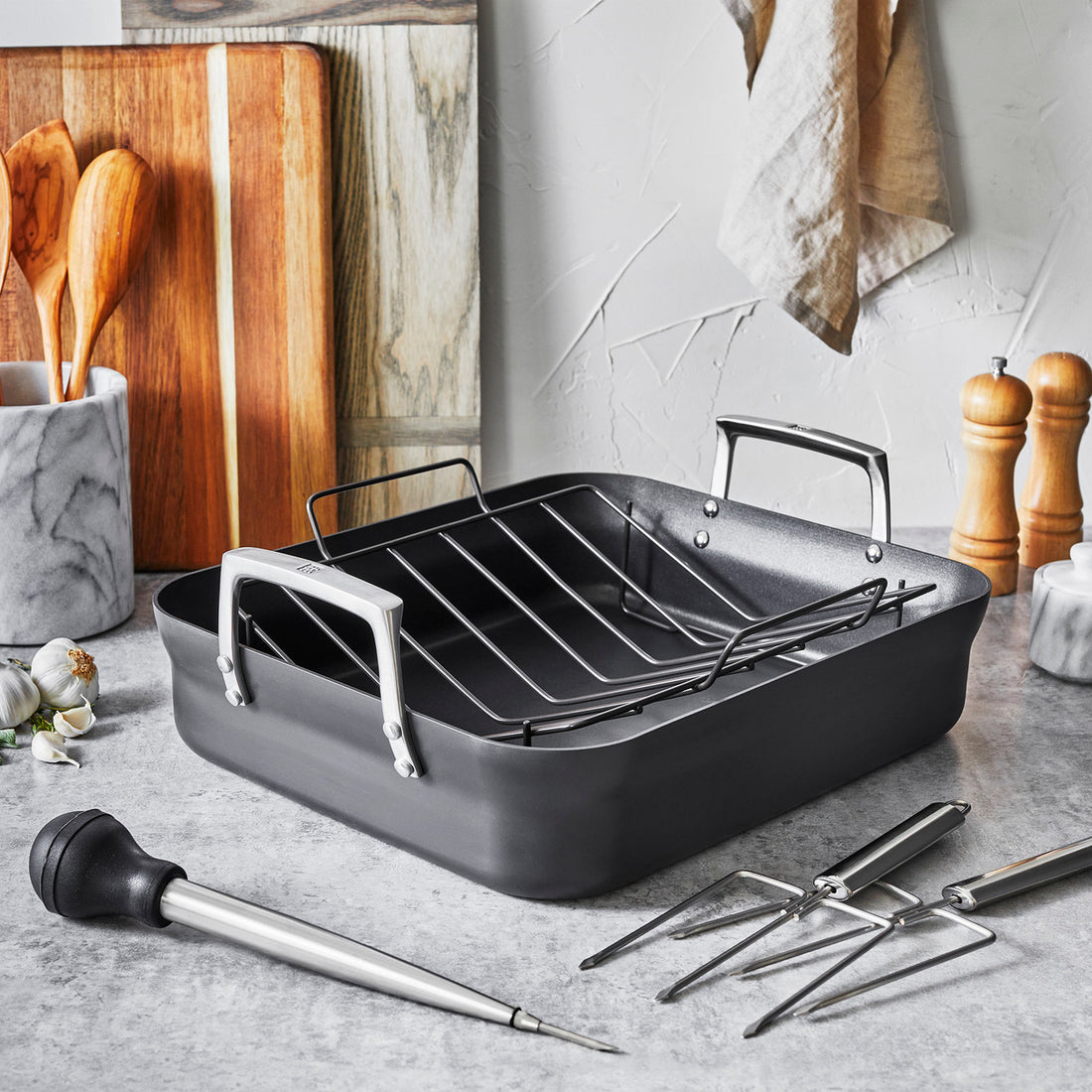 ZWILLING Motion 16 X 14-inch Aluminum Hard Anodized Roasting Pan Nonstick