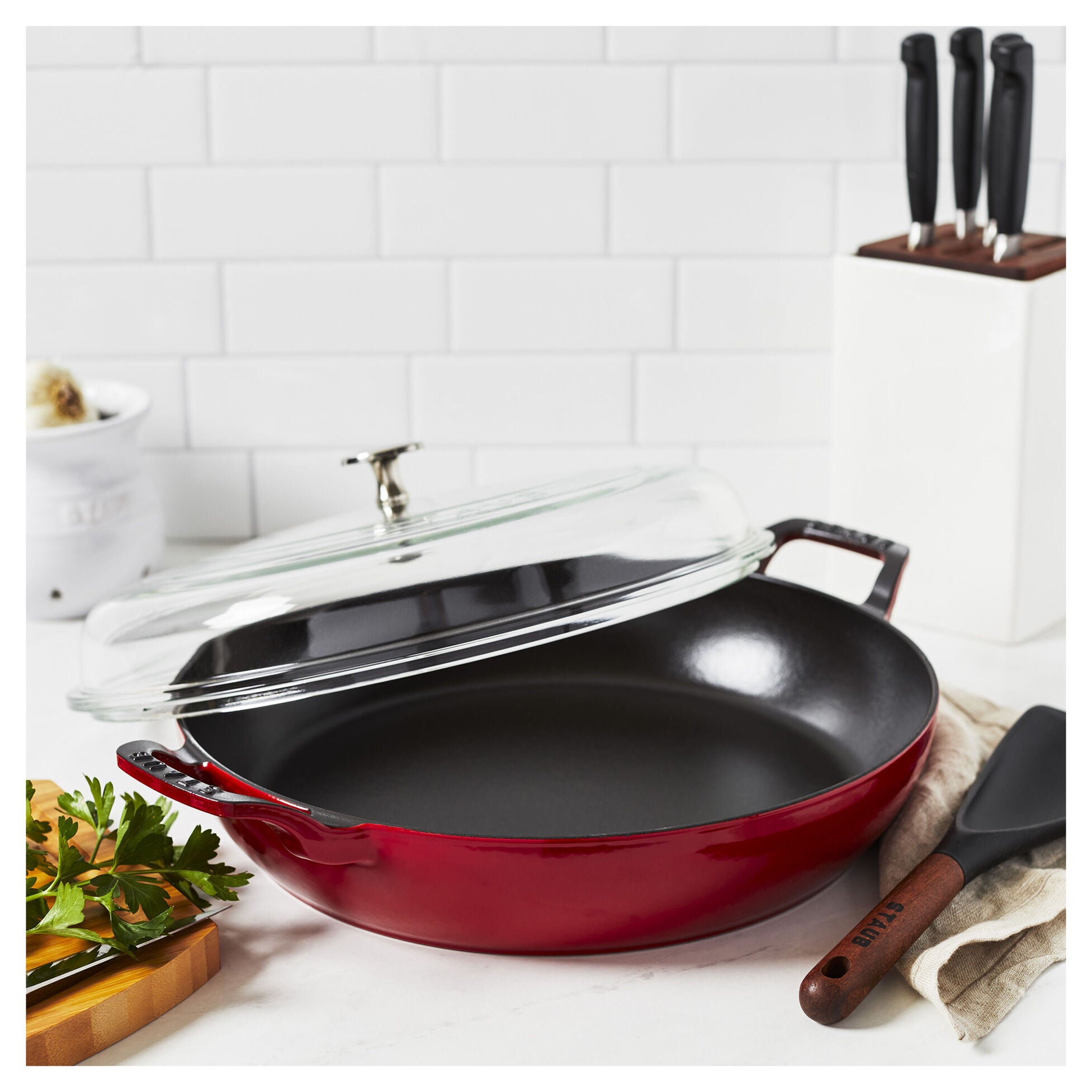 Staub Cast Iron 3.5-qt Braiser with Glass Lid - Cherry