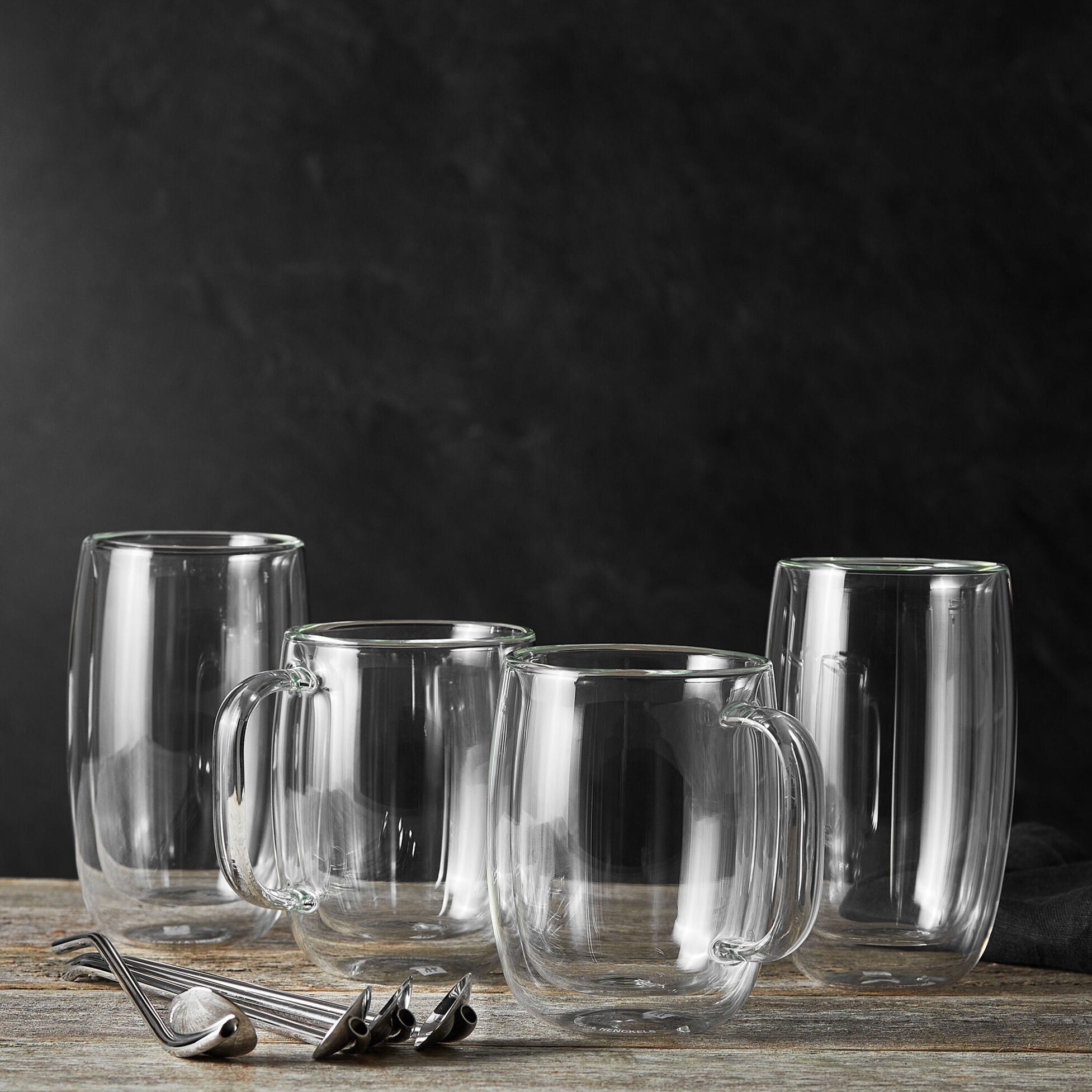 ZWILLING Sorrento Plus 9-pc Mixed Set: Coffee mugs/Latte Mugs & Spoon Straws
