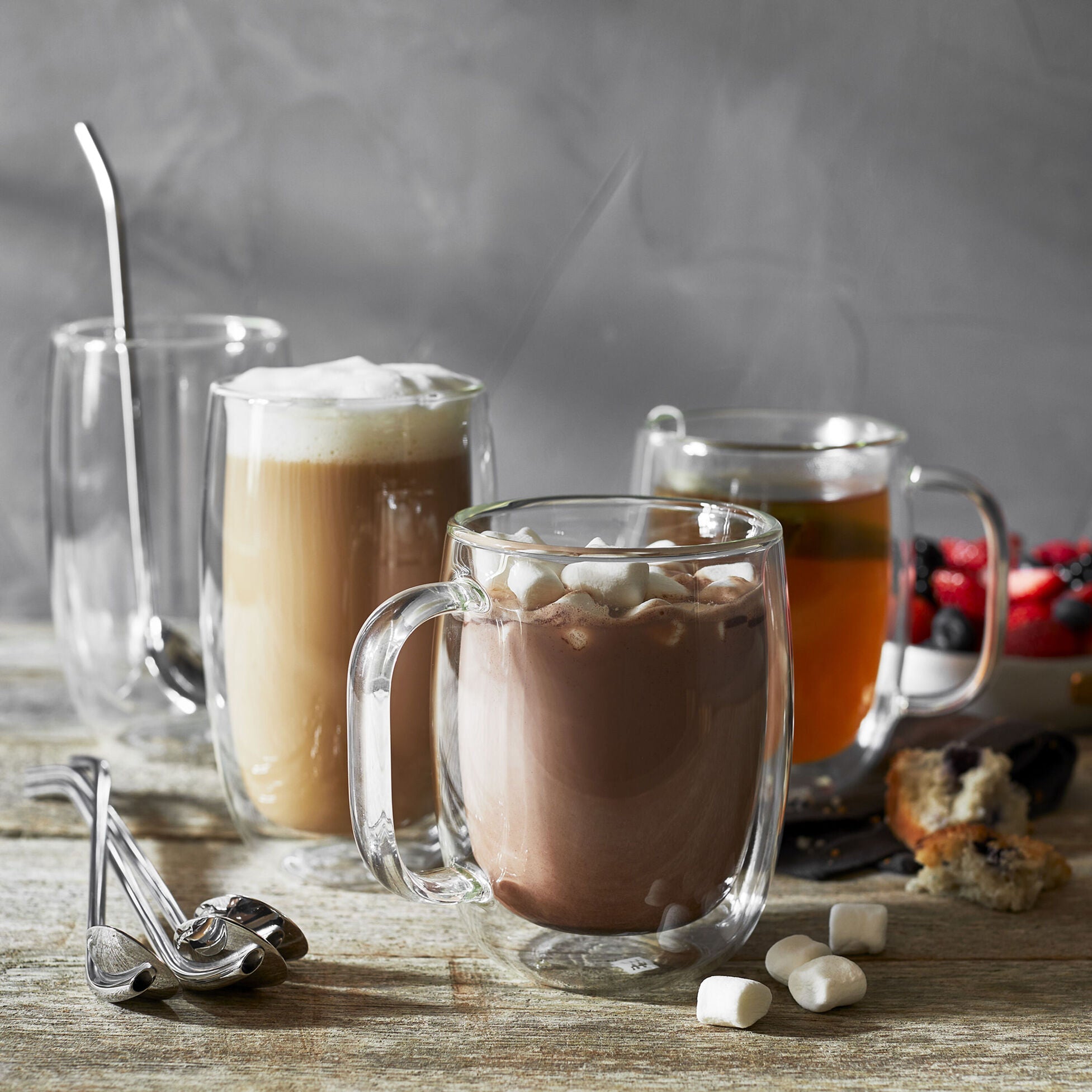 ZWILLING Sorrento Plus 9-pc Mixed Set: Coffee mugs/Latte Mugs & Spoon Straws