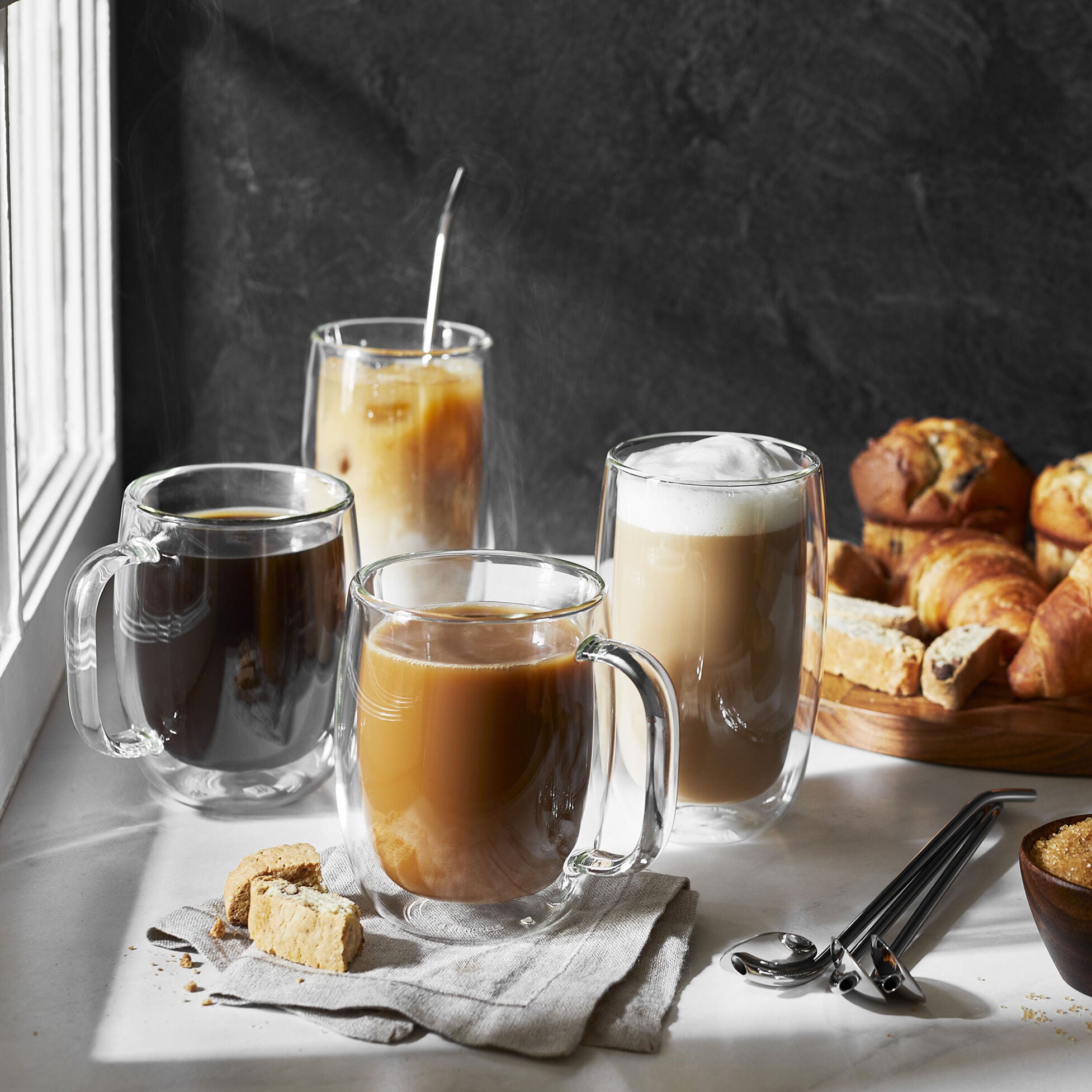 ZWILLING Sorrento Plus 9-pc Mixed Set: Coffee mugs/Latte Mugs & Spoon Straws