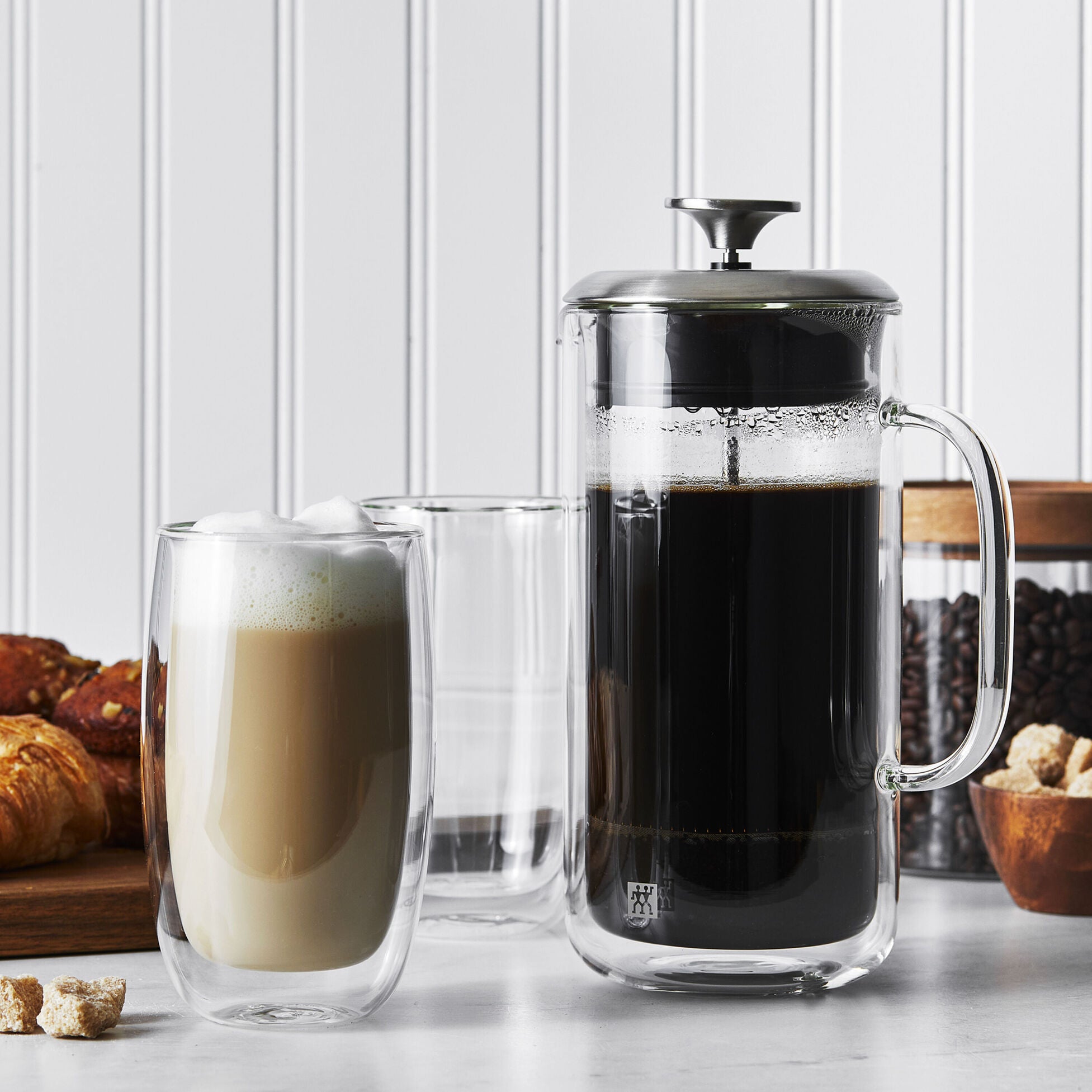 ZWILLING Sorrento Plus 3-pc Latte Set French Press, 27oz. and Latte Glass, 11.8oz.
