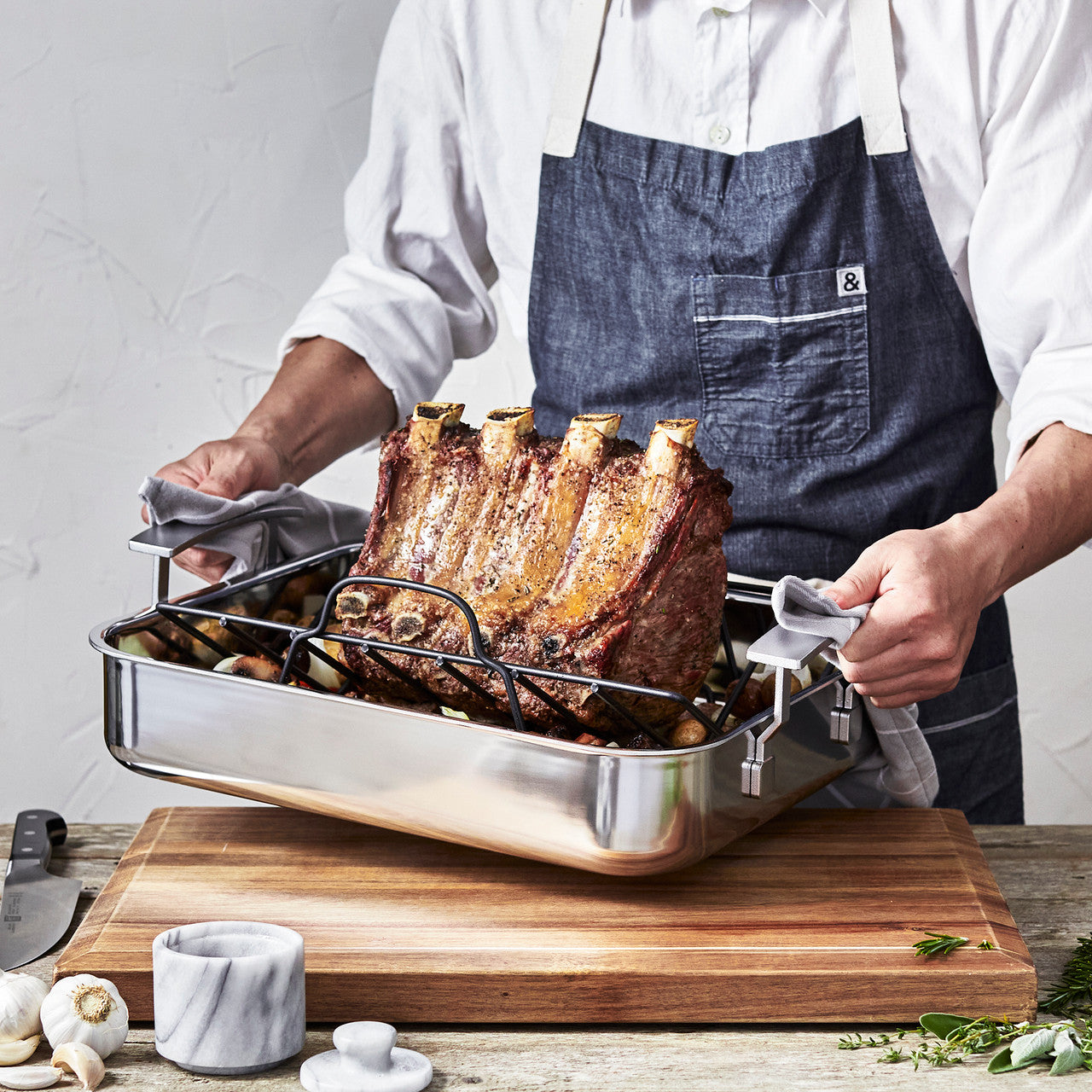 Demeyere Industry 5 15.75-inch Stainless Steel Roasting Pan