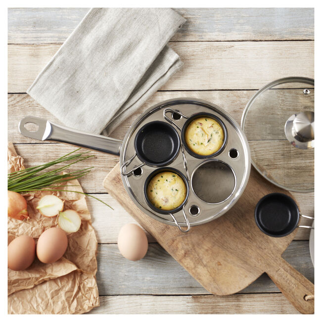 Demeyere Resto 4-cup Stainless Steel Egg Poacher Set