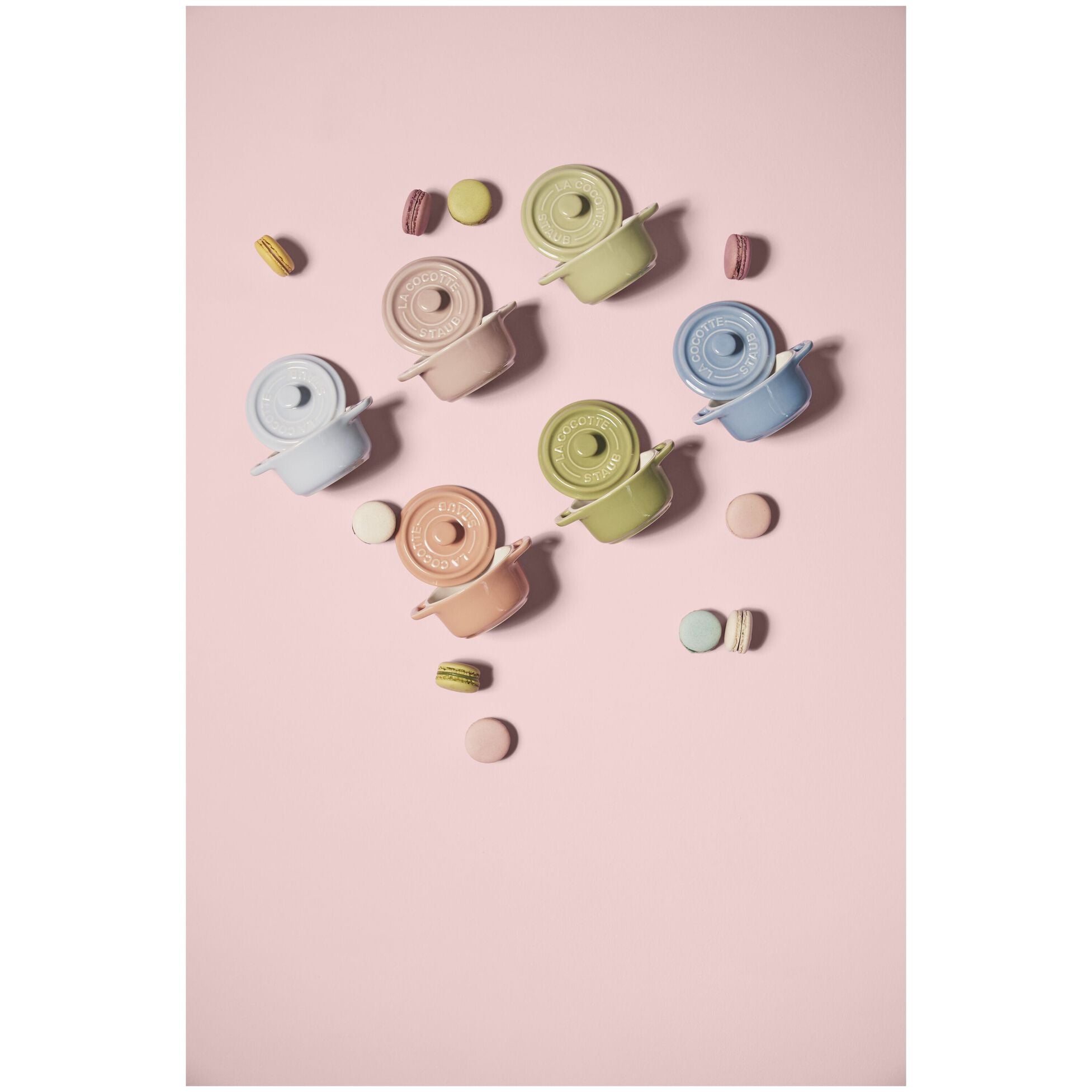Staub Stoneware 6-pc Mini Round Cocotte Set (.25-qt) - Macaron Pastel Colors