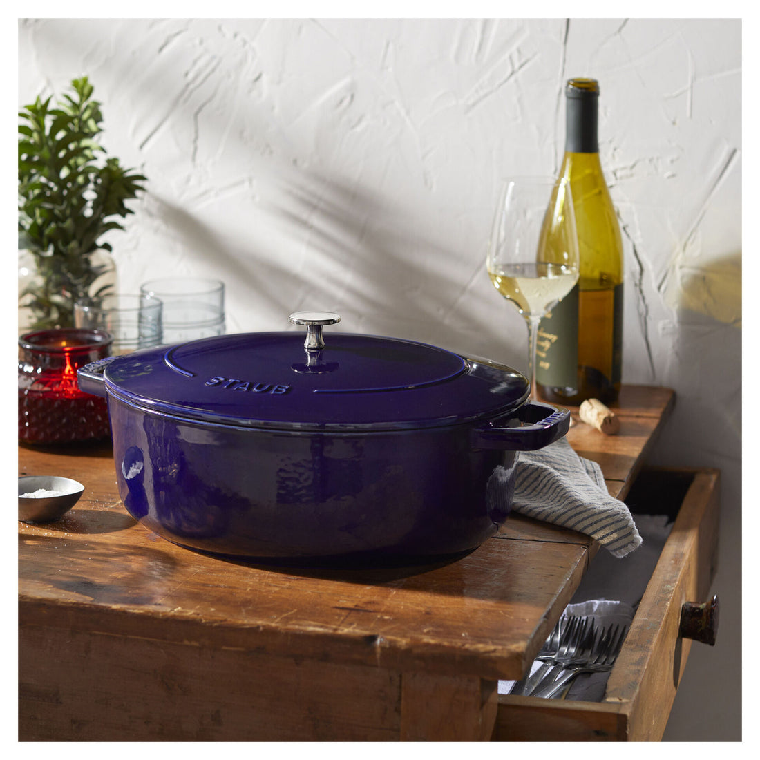 Staub Cast Iron 6.25-qt Wide Oval Dutch Oven - Dark Blue