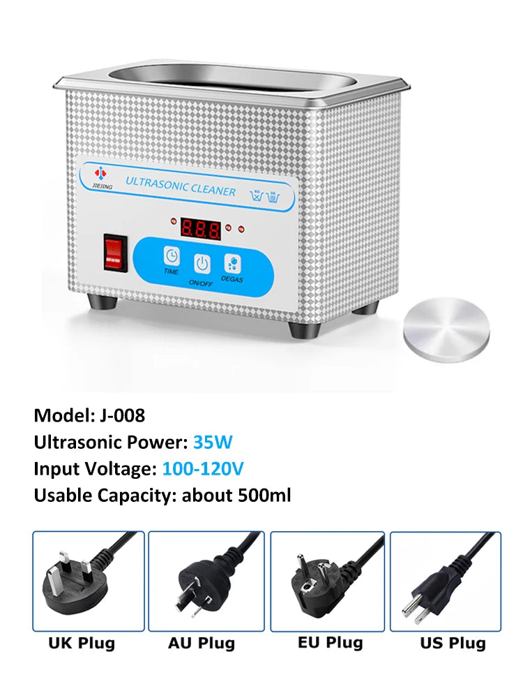 800ml Ultrasonic Cleaner – 40kHz Digital Ultrasonic Cleaning Machine with Timer & Stainless-Steel Basket