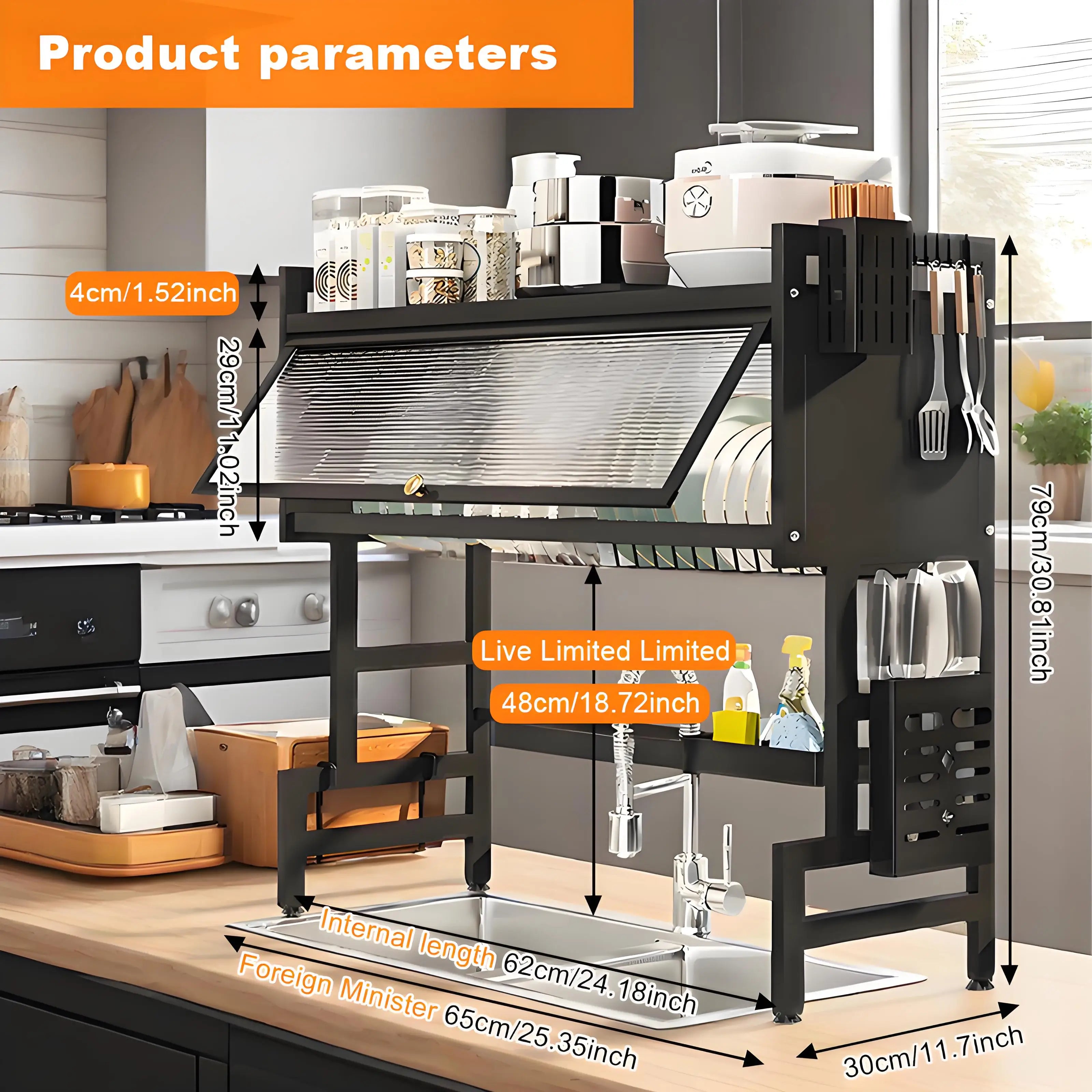 Multi-Functional Dish Draining Rack with Chopstick Holder & Sink Rack