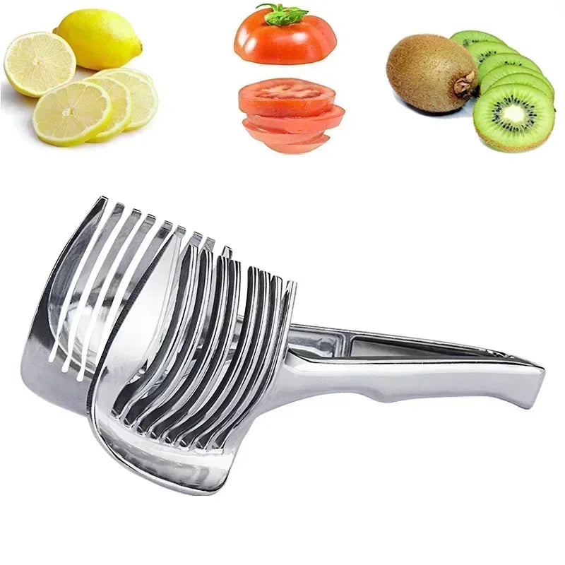Stainless Steel Tomato & Lemon Slicer Clip – Handheld Fruit & Vegetable Cutter