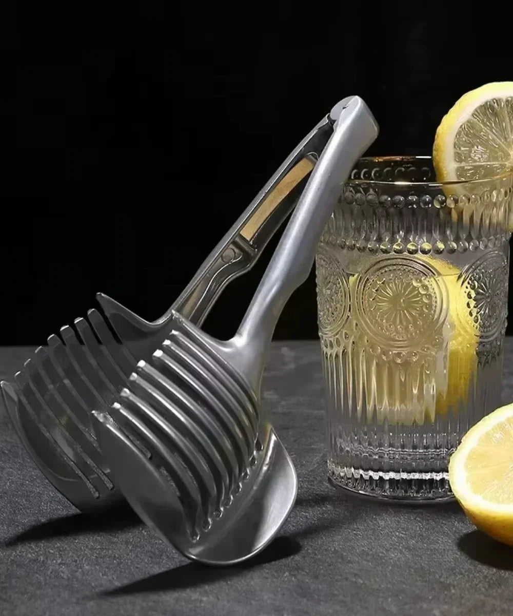 Stainless Steel Tomato & Lemon Slicer Clip – Handheld Fruit & Vegetable Cutter