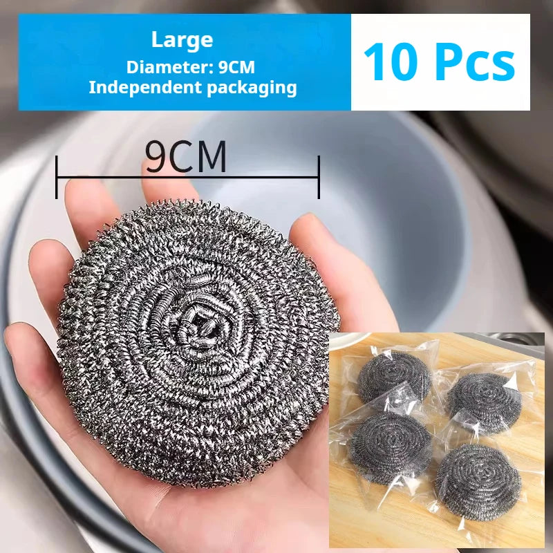 6Pcs Stainless Steel Wool Scrubbers – Heavy Duty Spiral Cleaning Pads for Pots, Pans, Grills, Dishes & Sinks