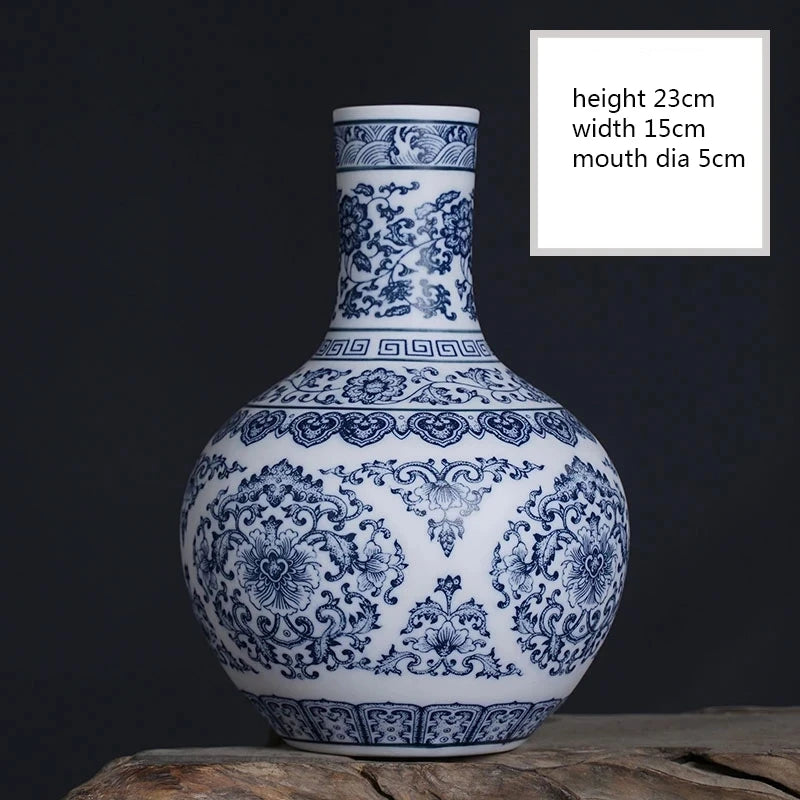 Blue and White Ceramic Porcelain Vase – Chinese Style Jingdezhen Tabletop Decoration