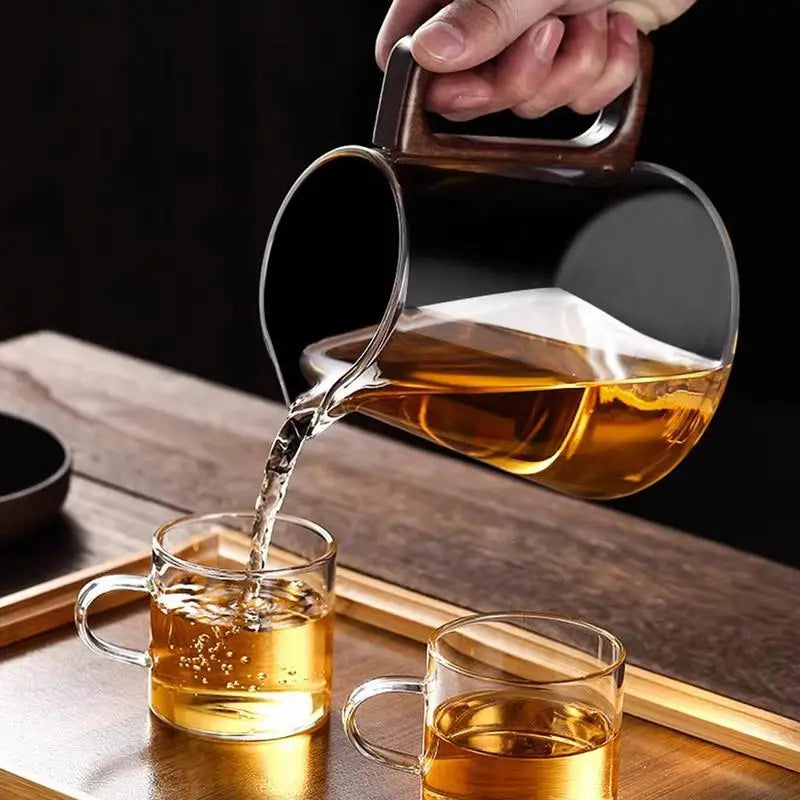 Heat-Resistant Tea Pot with Wooden Handle & Press-Control Strainer