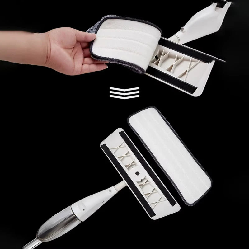 Reusable Microfiber Flat Mop with 360° Rotation, Refillable Bottle & Aluminum Handle