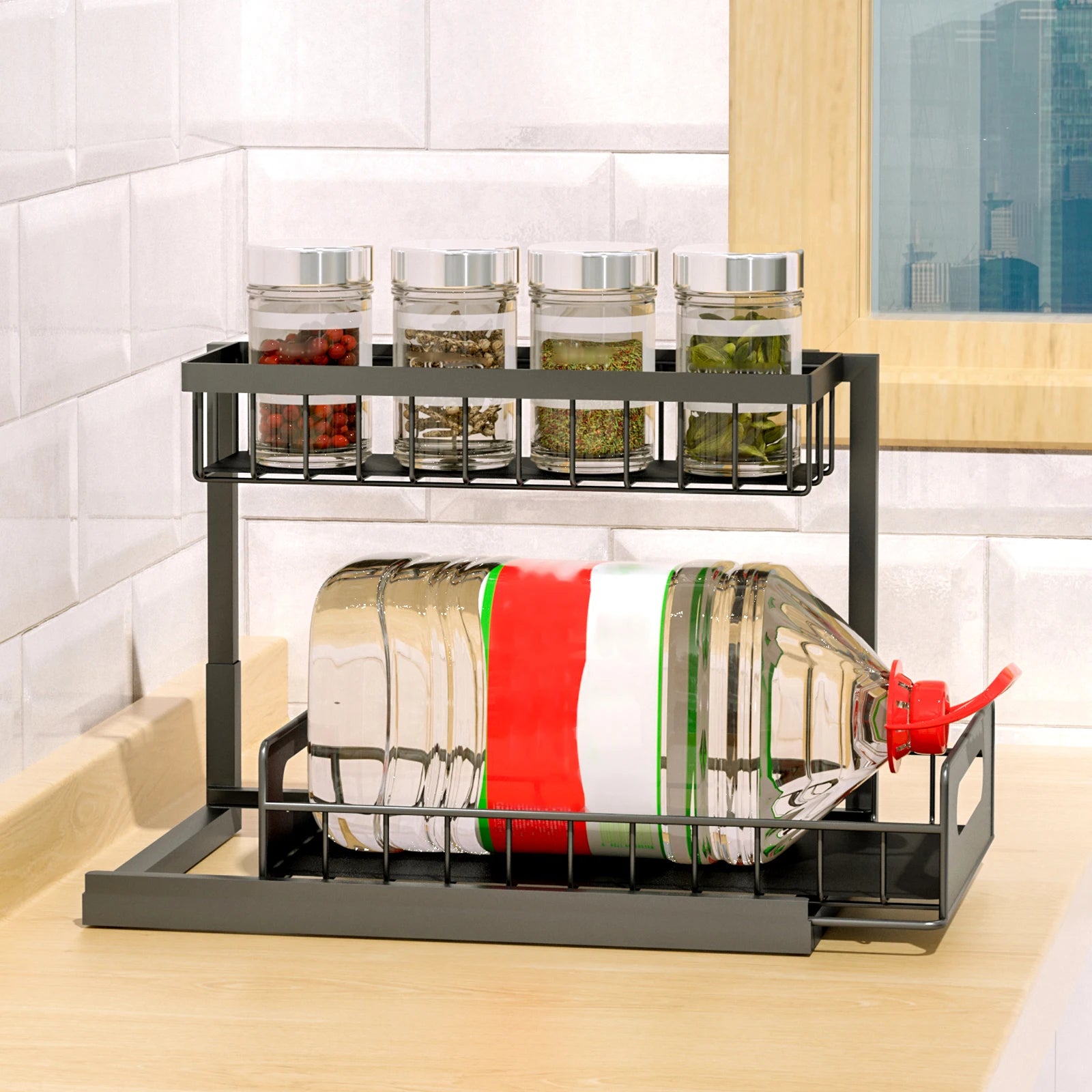 Under Sink Organizers and Storage 2 Tier Slide Out Kitchen Cabinet Organizer Sturdy Metal Bathroom Cabinet Organizer