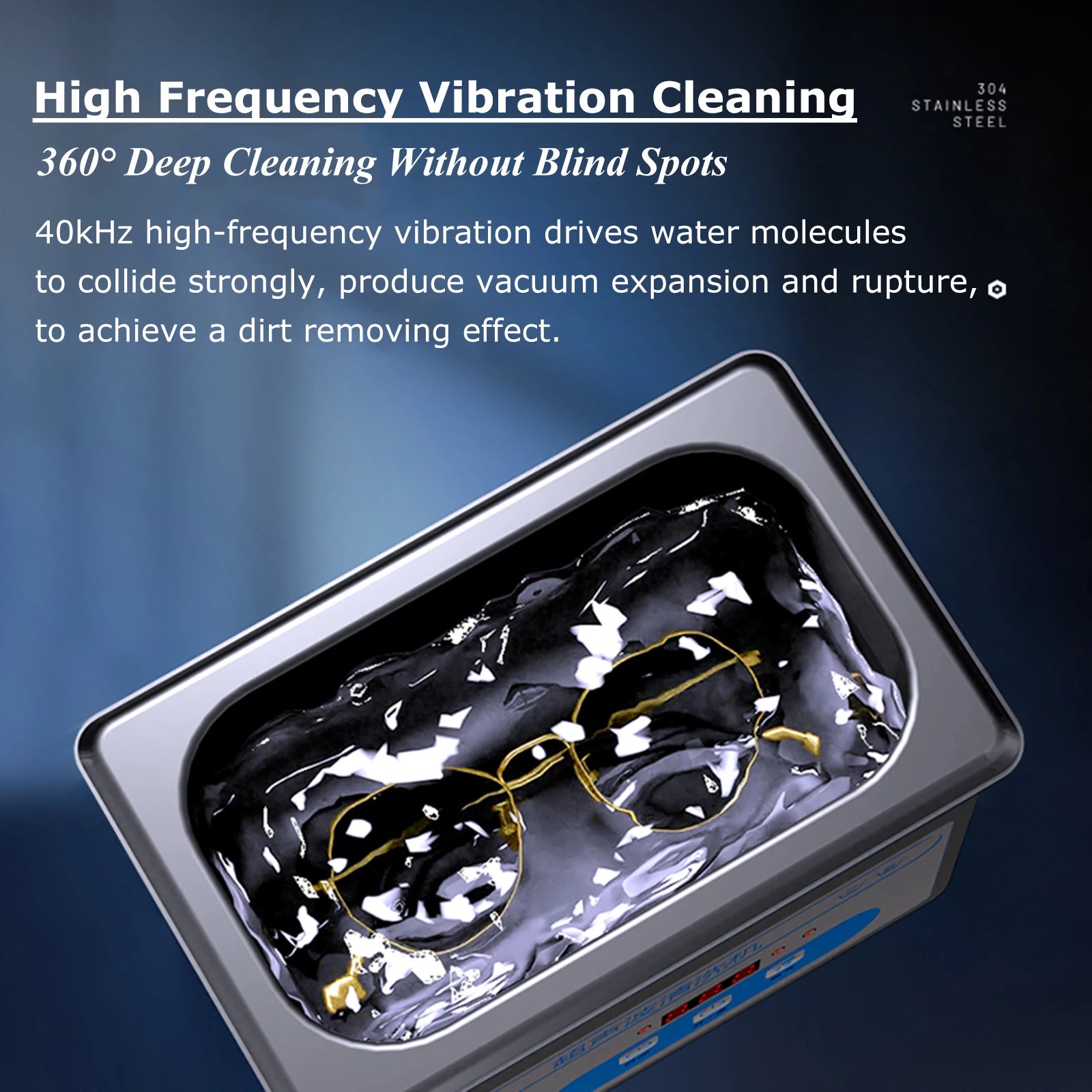 800ml Ultrasonic Cleaner – 40kHz Digital Ultrasonic Cleaning Machine with Timer & Stainless-Steel Basket