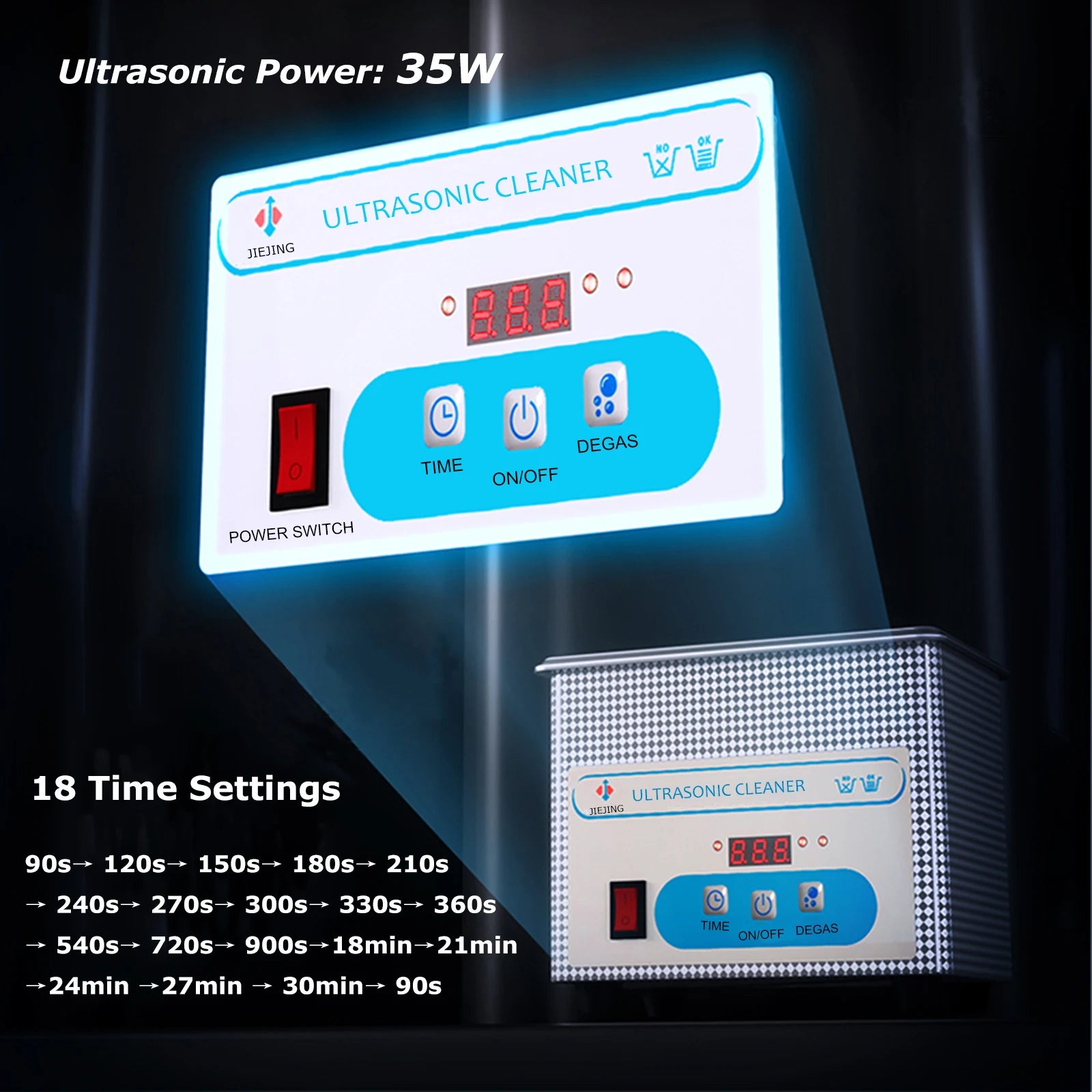 800ml Ultrasonic Cleaner – 40kHz Digital Ultrasonic Cleaning Machine with Timer & Stainless-Steel Basket