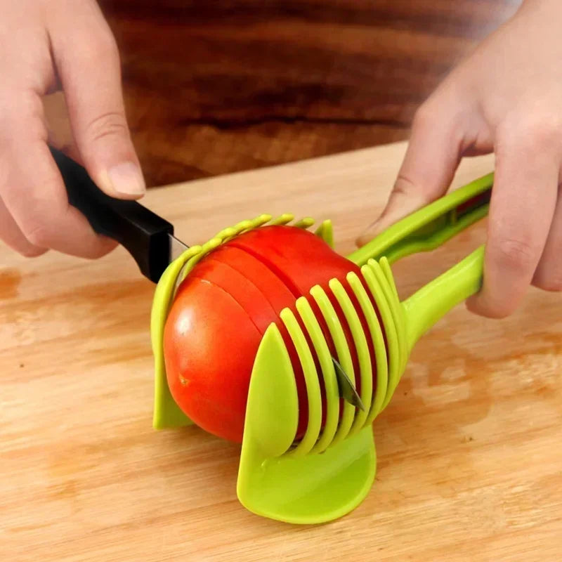 Stainless Steel Tomato & Lemon Slicer Clip – Handheld Fruit & Vegetable Cutter