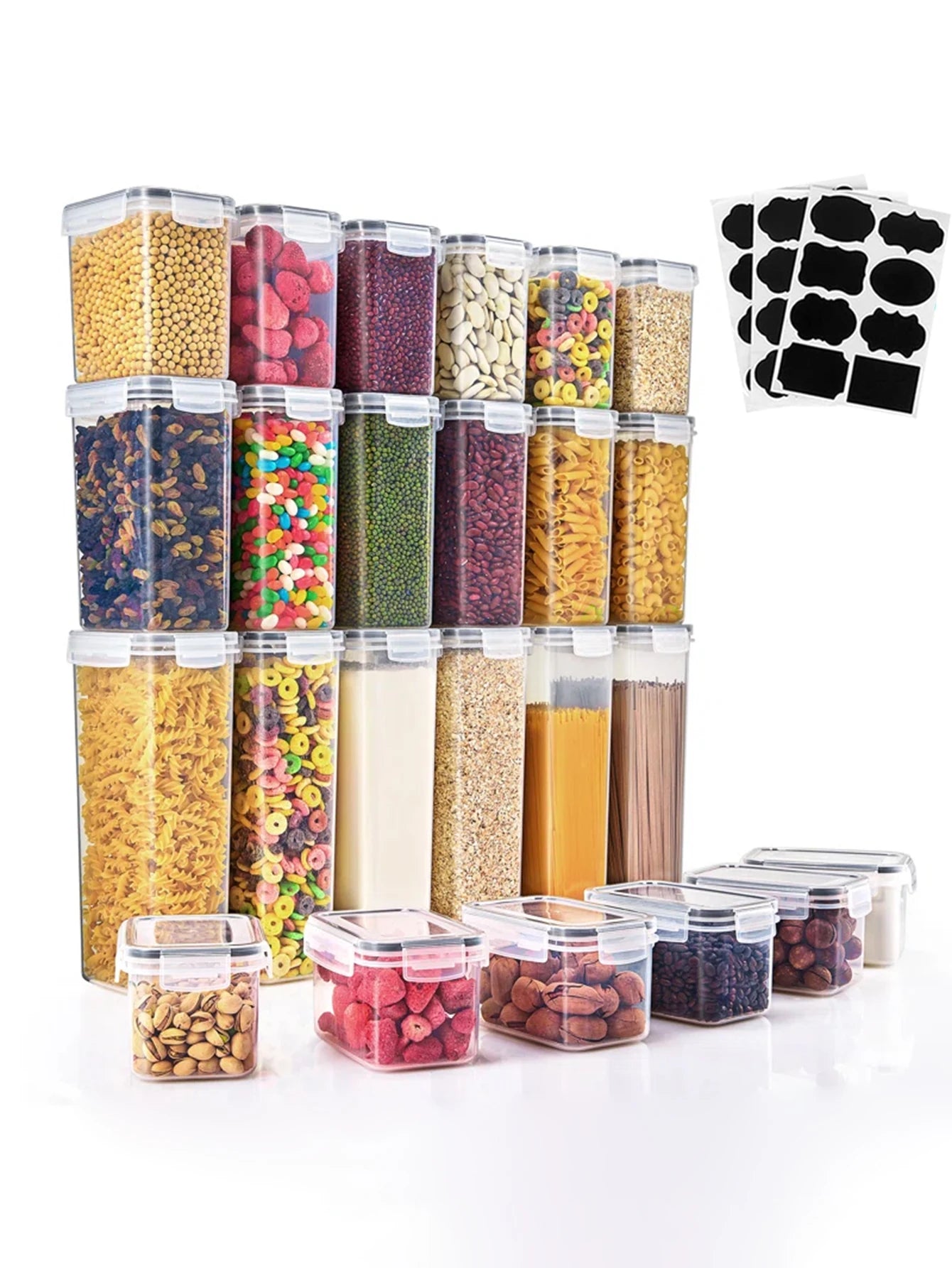 9pcs Airtight Food Storage Containers Set – Labeled & Marked Kitchen Organizer Jars
