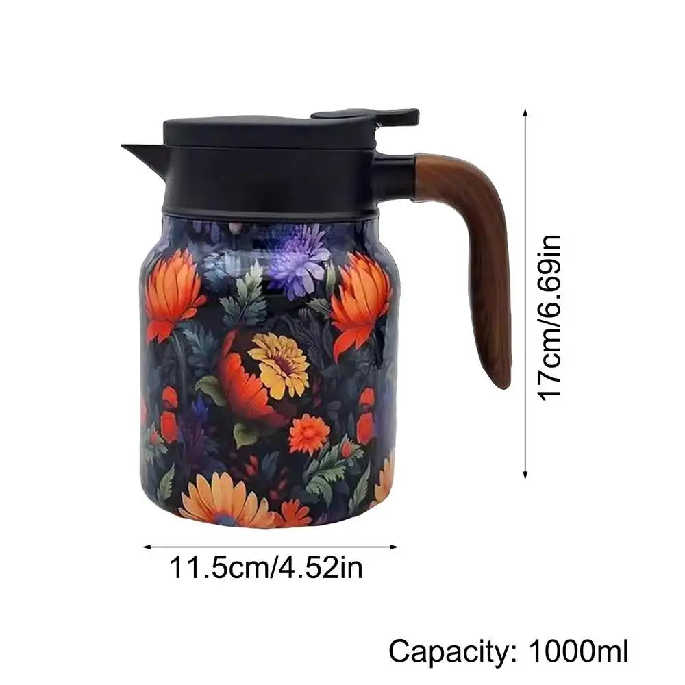 Vintage Floral Stainless Steel Tea Kettle with Built-in Infuser