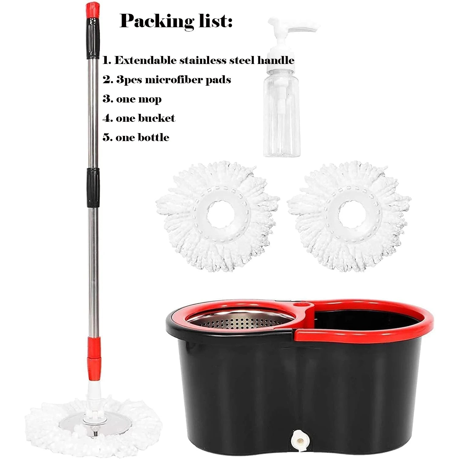 360° Spin Mop and Bucket Set with Stainless Steel Basket