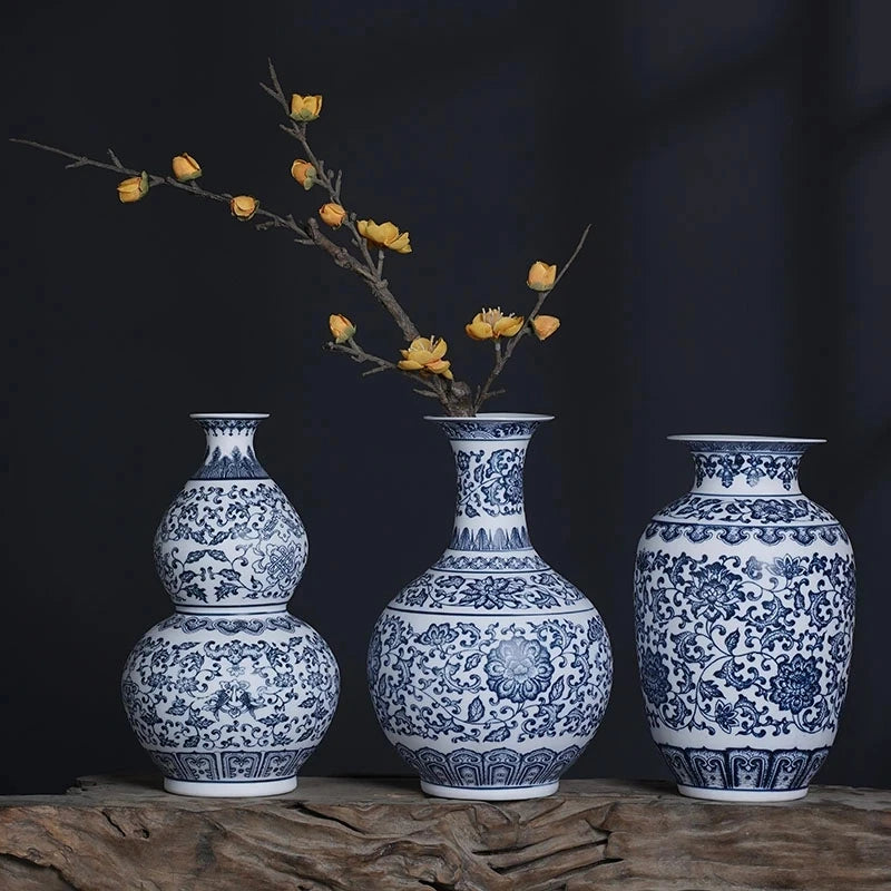 Blue and White Ceramic Porcelain Vase – Chinese Style Jingdezhen Tabletop Decoration