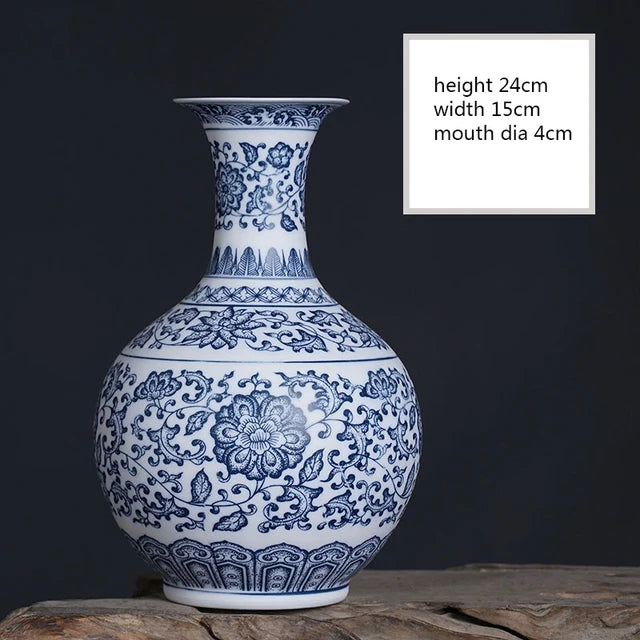 Blue and White Ceramic Porcelain Vase – Chinese Style Jingdezhen Tabletop Decoration