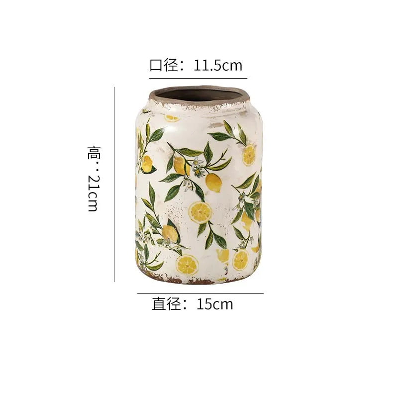 Lemon Texture, Ice-Cracked Finish, Decorative Hydroponic Flower Vase