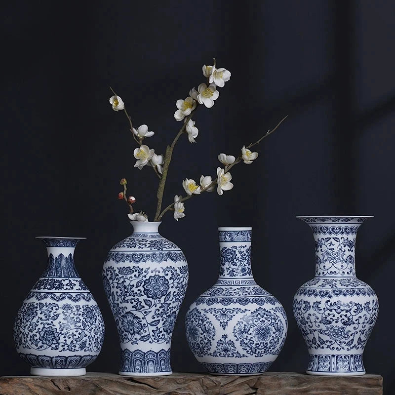 Blue and White Ceramic Porcelain Vase – Chinese Style Jingdezhen Tabletop Decoration