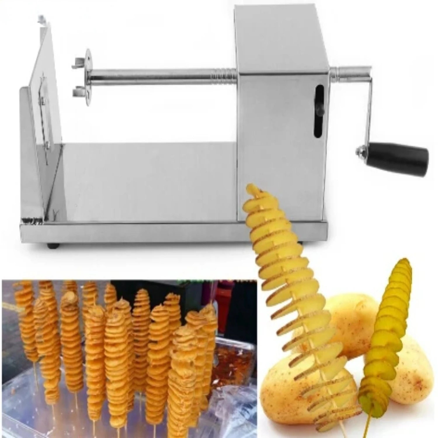 Stainless Steel Spiral Slicer for Homemade Chips, Curly Fries, and Spiral Vegetables