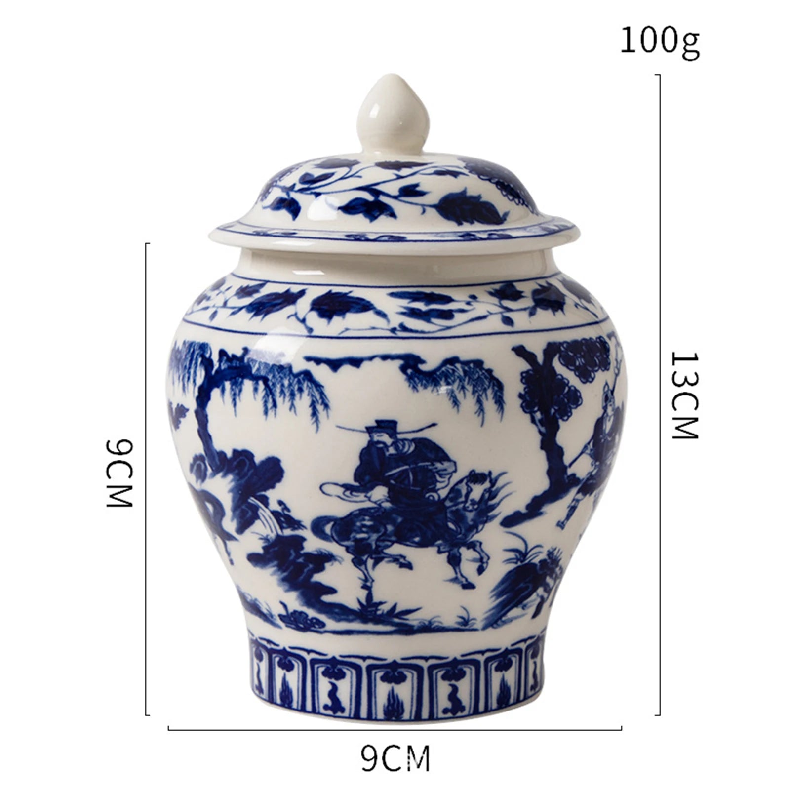 Blue and White Chinese Ceramic Ginger Jar with Lid