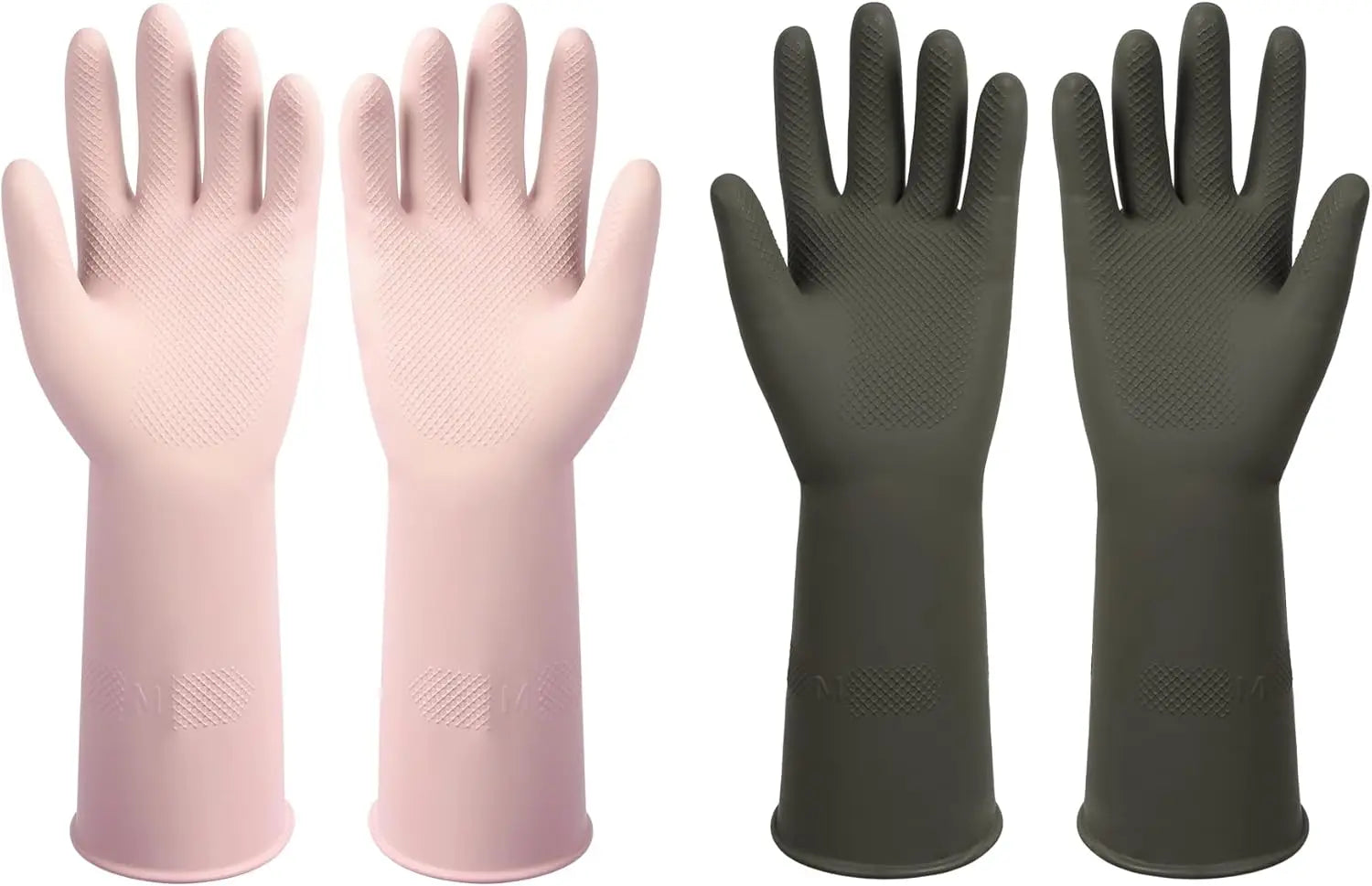 2 Pairs Reusable Dishwashing Gloves – Non-Slip Rubber Kitchen Cleaning Gloves